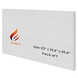 Ceramic Fiber Insulation Board - 1/2' x 23.6' x 35.4' - 2300F Rated - Pack of 1 - Fireproof Board - Ceramic Fiber Thermal Insulation Board for Stoves, Furnaces, Kilns, Forges, Pizza Ovens, Boilers
