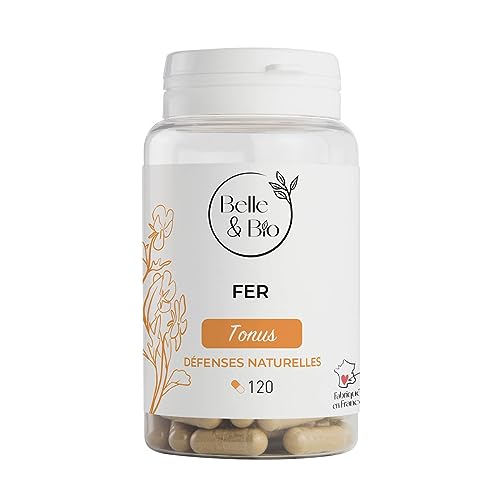 TONUS & ANTI-FATIGUE - Fer - 120 gélules - Cure 1 mois - Complément Alimentaire BELLE&BIO - Fabriqué en France