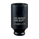 SUNHZMCKP 1/2 Inch Drive Impact Socket, SAE 1-1/4 In Deep 6 Point, CR-MO, Axle Nut Impact Grade for Easy Removal