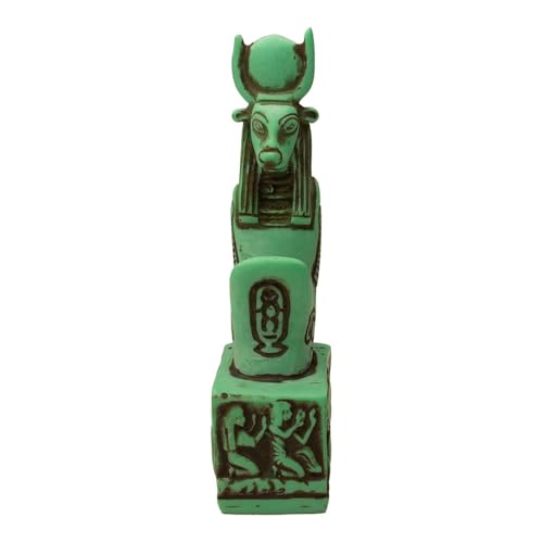Estatua Hathor Egipcia Verde 4.75 pulgadas miniatura 3