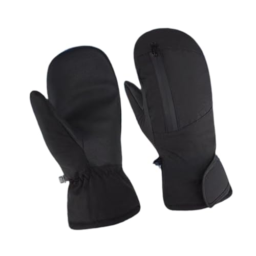 Menolana Winter Ski Mittens Snow Mittens Windproof Warm and Thick Cold Weather Snowboard Gloves for Snowmobiling Skating Winter Sports, Black