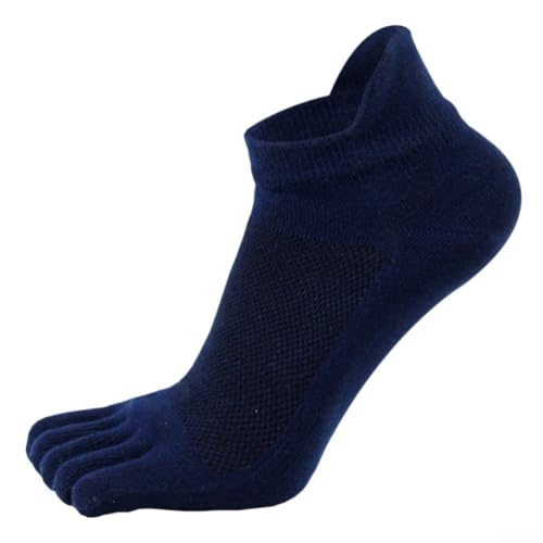Calcetines de algodón con cinco dedos para hombre, transpirables, informales, para correr, senderismo, yoga, puntera separada, cómodos, color negro, talla 39-44 (azul)
