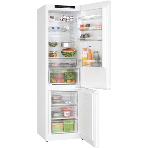 Bosch KGN392WCF Serie 4 Kühl-Gefrier-Kombination, 203 x 60 cm, 260 L Kühlen & 103 L Gefrieren, VitaFresh XXL längere Frische, NoFrost nie wieder abtauen, LED-Beleuchtung gleichmäßige Ausleuchtung