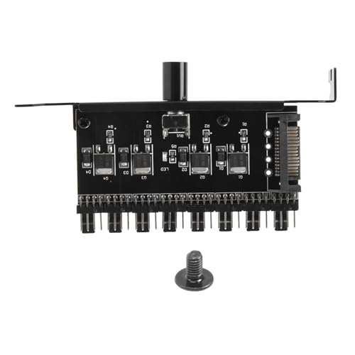 Pqahffowr - Controlador de velocidad de ventilador de refrigeración de cubo (8 canales) para carcasa de la CPU Ventilador HDD VGA PWM Soporte PCI Alimentación por ventilador de 12 V ()