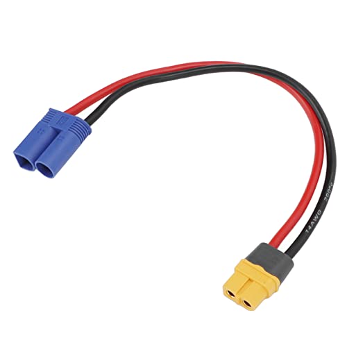equlup RC Female to EC5 Male Cable, 23.7cm/9.3in Female to Male Adapter Connector with 14AWG Cable XT60HF EC5 Connector Adapter Cable for RC FPV Drone Car