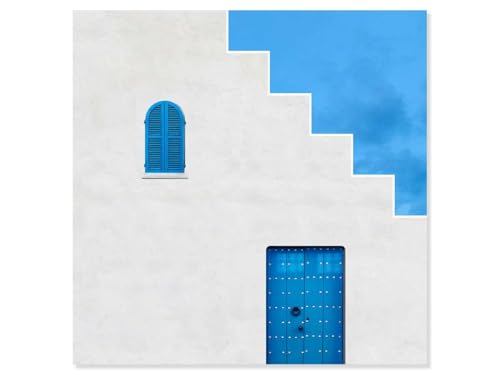 Hexoa Tableau Bleu Grec - Made in France - Tableau Verre Acrylique 50x50