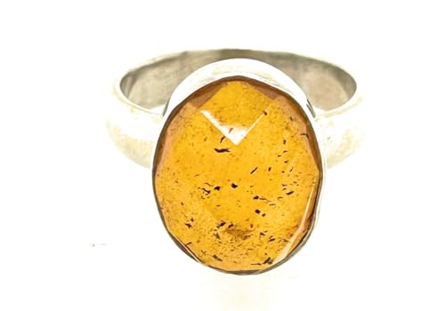 Natural Rocks by Kala Genuine Baltic Amber 925 Solid Sterling Silver Engagement Ring Size 6.75