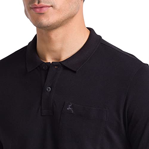 Image of Parx Men's Pure Cotton Solid Pattern Regular Fit Rib Collar Polo Neck Half Sleeve Casual T-Shirt
