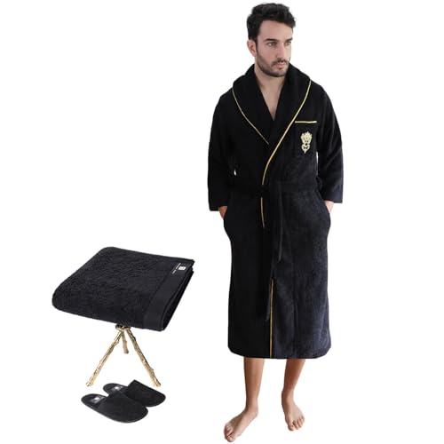 Roma Cotton Bathrobe Set with Slippers & Hand Towel | Egyptian Cotton | Crafted in Europe