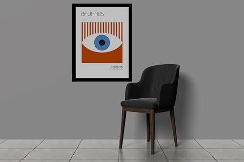Image of BLINKART Vintage Bauhaus Retro Geometric Aesthetic Poster Gallery | Colorful Wrap Framed For Home Office Studio Living Room Modern Art Studio Decoration Abstract Shapes | (d75) | 13x10 Inch