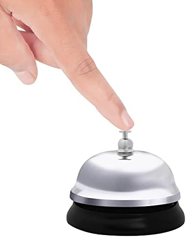 Belle Vous Chrome Service Bell (4 Pack) - 6.2cm / 2.44 inches Diameter - Metal Silver Call Bell for Hotel Reception Desk, Concierge, Restaurant, Bar, Kitchen Porter, Schools, Hospitals, and Warehouses