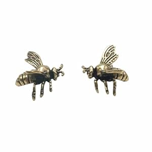 2Pcs Vintage Brass Golden Bee Antique Copper Bee Statue Small Animal Ornament for Home Office Garden Desktop Decoration