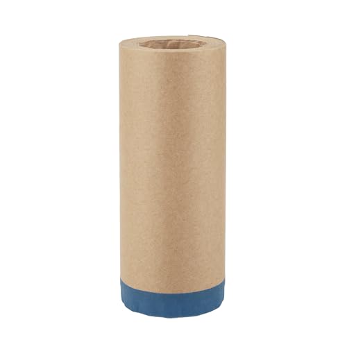 Image of Pre-Taped Masking Paper Automotive Paint Masking Paper Kraft Paper Natural Fiber Material 1 Pc 1500x30cm / 49.21ftx11.81 inch Brown Blue