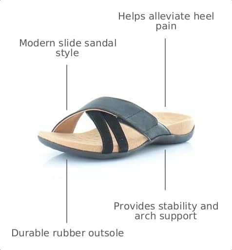 Image of Vionic Women's Rest Zarie Slide Sandals- Supportive Sandals and Indoor /Outdoor Slip Ons That Includes an Orthotic Insole and Cushioned Outsole for Arch Support, Sizes 5-12