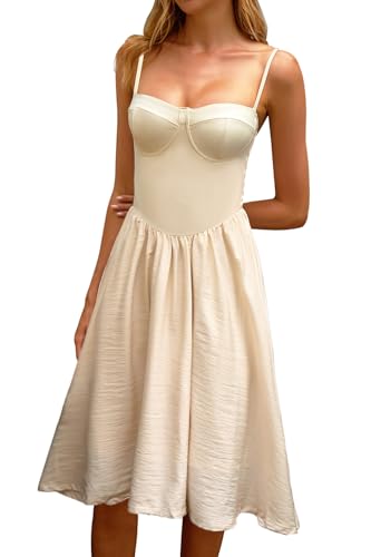 Image of CHYRII Women Fashion Summer 2025 Sweetheart Neck Spaghetti Straps Corset A-Line Long Sundress Midi Dress