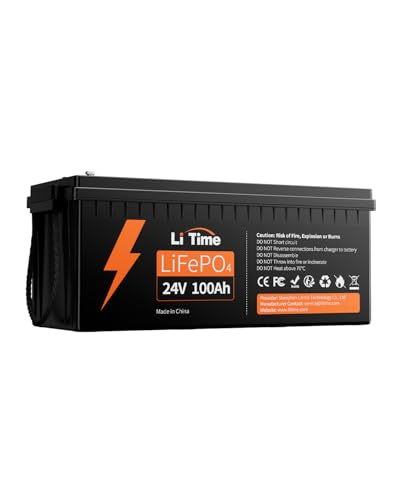 Litime 24V 100Ah LiFePO4 Lithium Battery, 4000+ Deep Cycle, Built-in 100A BMS for RV, Trolling Motor, Marine, Solar, Off-Grid