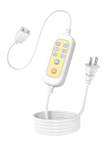 Extension Cord with Timer - x1, Auto-Off Switch for Electric Wax Warmer, 6 Options Timer Outlets for Christmas Lights, Floor Lamps, Reading Lamp, Phone Chargers