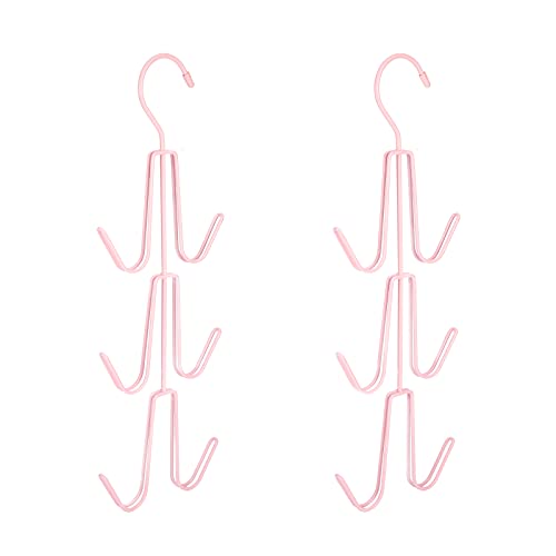 ZEDODIER Purses Handbags Hangers, Purse Handbag Holder 2 Pack Pink Metal Space Saving Hangers Bags Handbags Storage Organizer, Closet Organization for Purses Handbags Backpacks Tank Tops Belts