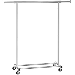 Perchero Burro Mgi SONGMICS Burro Ropa con Ruedas, Perchero Burro Extensible con Carga Pesada, Capacidad de Carga Máx. de 90 kg, Fácil de Montar, Portátil, Plata HSR13S