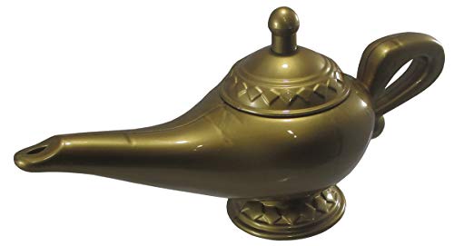 Nicky Bigs Novelties Gold Plastic Magical Genie Wish Oil Lamp Costume Accessory Prop, One Size