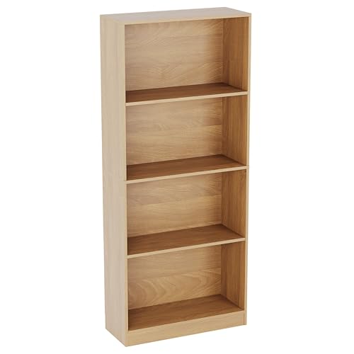 Vida Designs Cambridge Grande bibliothèque à 4 étages en Bois de chêne pour Bureau et Salon, 140 x 60 x 24 cm