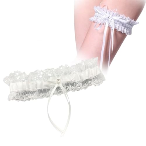 LJFEA Jarretière Élastique Blanche pour Mariée (1 pcs)
