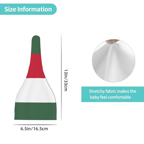 Newborn Baby Hat, Flag of Hungary Print Soft Top Knot Beanie Cap, Cute Baby Headwear for 0-6 Months Black4