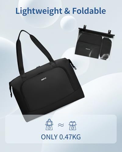 ECOHUB Faltbare Reisetasche Handgepäck, Untersitz Handgepäck Tasche für Flugzeug, Recyceltes PET Weekender Damen Mit Abnehmbar Nass-Tasche, 30L Easyjet handgepäck 45x36x20(Schwarz)