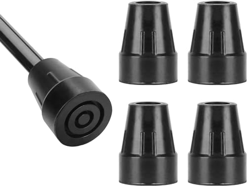 YF 4 Piezas Puntas de Goma 19 mm para Bastones, Almohadillas de Repuesto Antideslizantes para Bastones de Marcha y Bastones Plegables, Duraderas y Resistentes, Negro
