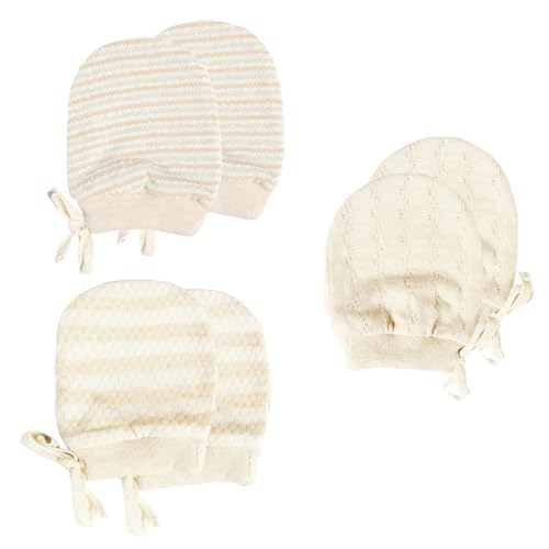 Image of MOMSMENU Newborn Mittens No Scratch 100% Organic Cotton 3 Packs Mitts Baby Boy Girl Neutral With String 0-12 months