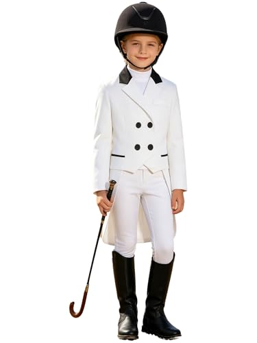 Nyeemya Top Niña 10 Años Verano Abrigo Exhibición Equestre Chaqueta Equitación Blazer Para Montar a Caballo Blanco 11-12 años