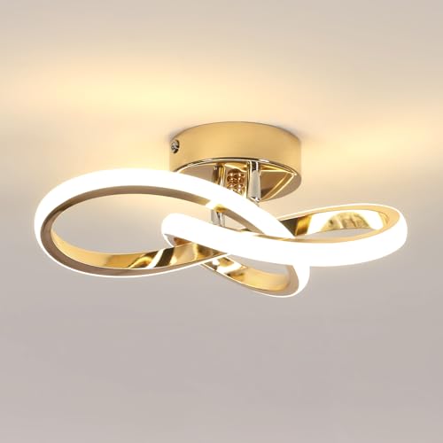 Comely Plafon LED Techo, 22W Moderna Lámpara de Techo LED, Dorado Luz de Techo Para Comedor Baño Cocina Sala de Estar Dormitorio Pasillo, Luz Natural 4500K