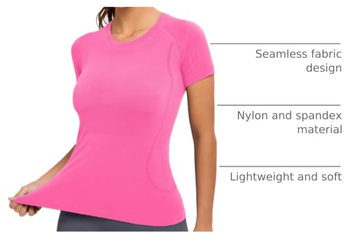 Image of MathCat Seamless Workout Tops for Women, Short Sleeve Compression Athletic Shirts Soft Yoga Gym Tops XS-XL