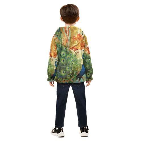 Phoenix and Peacock Artwork Design Toddler Fleece Jacket Girl Boys Hooded Fleece Jacket Coat4