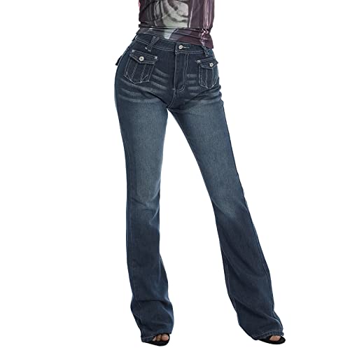 Low Rise Bell Bottom Jeans for Women Hippie Denim Pants 2000s