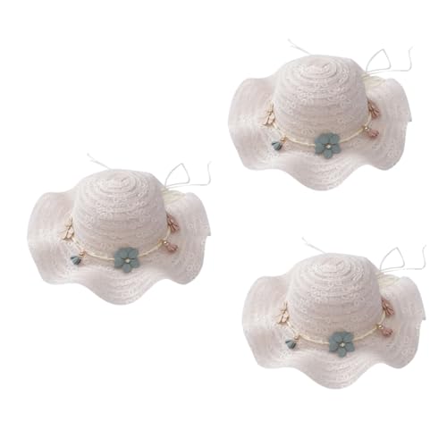 Chapeau de paille à large bord YSJNHX pour enfants, lot de 3 chapeaux de plage d'été