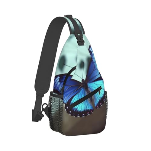 Bolso Cruzado Para Hombre Estilo Diagonal Azul Mariposa miniatura 2