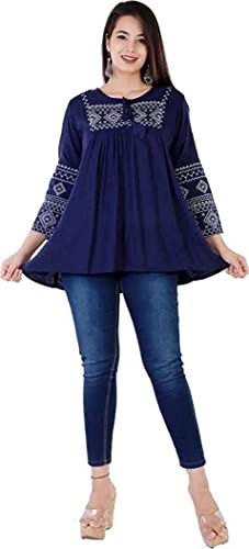 Image of Kartik Fashion Women Rayon Embroidered Regular Top