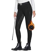 FitsT4 Damen Winterreitleggings Fleece-Reithose Silikon Vollbesatz Reithose mit Reißverschluss-Ta...
