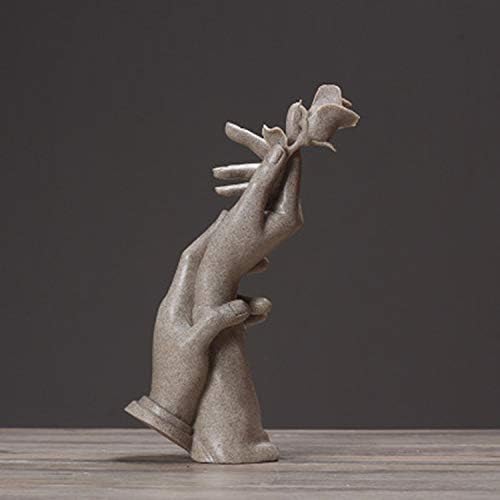 Hosoncovy Home Decoration Resin Sculpture Home Figurine Hand in Hand Ornament Gift Ornament for Wedding for Couples for Lover (Grey) - Image 3