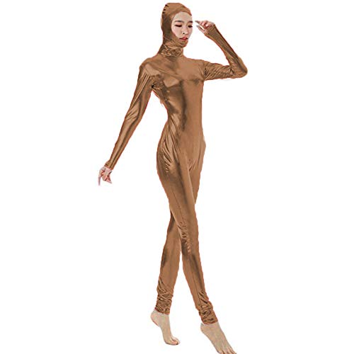 FASHION QUEEN 17 Colors Lady Open Face Masked Zentai Sexy Dancing Hooded Unitard (Coffee,5XL)