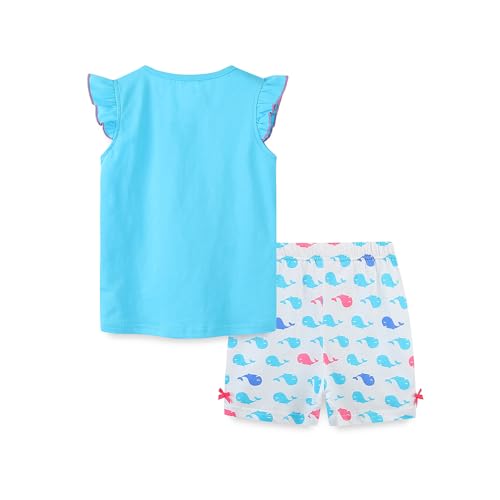 Image of Girls Shorts Set Outfits for Toddler Girls T-shirts Clothing Sets Kids Summer Graphic Cotton Tops Tees 3-7 Years