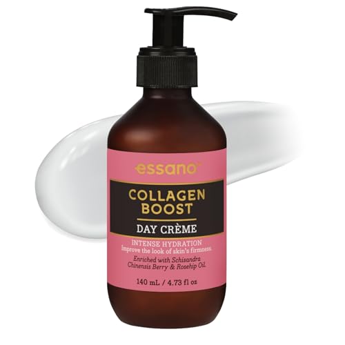 Essano Collagen Face Moisturizer with Rosehip Oil & Schisandra Chinensis Berry, Anti Aging Support Daily Collagen Face Cream for Hydrating, Firming, Skin Elasticity, Lightweight, Cruelty Free, 140ml