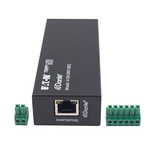 Image of Eaton Tripp Lite Series Dante 2-Channel Analog Audio Decoder with PoE Power Supply Option up to 100 Meters (328 ft), Phoenix Connector, PCM 2.0 44.1kHz /48kHz /96kHz up to 24 Bit (A130-DNT-DEC)