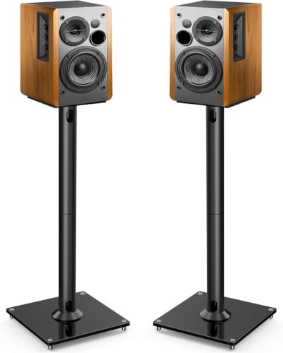 PERLESMITH Universal Floor Speaker Stands for Surround Sound up to 22LB, 27.56 Inch Bookshelf Speaker Stand for Klipsch, Polk, Yamaha & Other Large Satellite, Bookshelf Speakers, Studio Monitors,2P