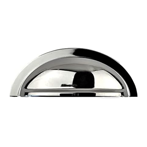 Sets of 6 Cup Handles, Vintage Shell Design for Kitchen cabinets & Bedroom Furniture, Cupboard Drawer & Door Polished Chrome Fittings by FFF (76mm Between fixings) Cover