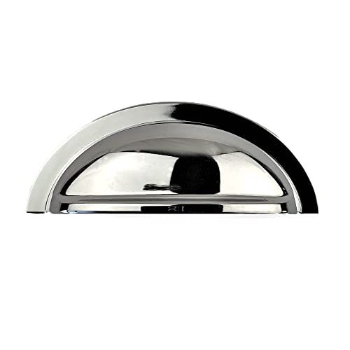 Set of 6 Cup Handles for Kitchen Cabinets & Drawers, Polished Chrome - Image 2
