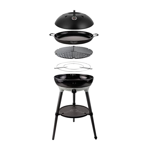 Cadac Carri Chef 50 BBQ Grill with Paella Pan Ceramic Grid Piezo Ignition Porcelain Enamel 3.7kW 47cm Cooking Area Storage Bag Included