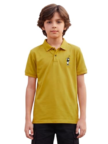Image of Li'l Tomatoes Boys Sports Polo T-Shirt Polyester Casual Summer Tee | inchGolf Player inch Printed Collar Neck T-Shirt | Lightweight & Breathable Half Sleeve Sports Wear | Stylish Polo Tee | 9-16 Years