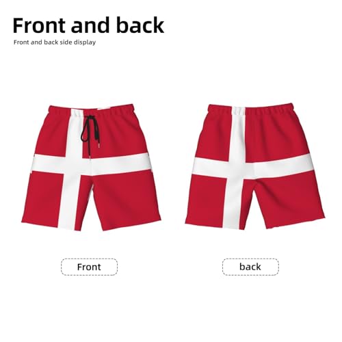 Danish Flag Youth Beach Pants, Soft and Breathable, with Drawstring Waist, Suitable for Sports and Leisure.2
